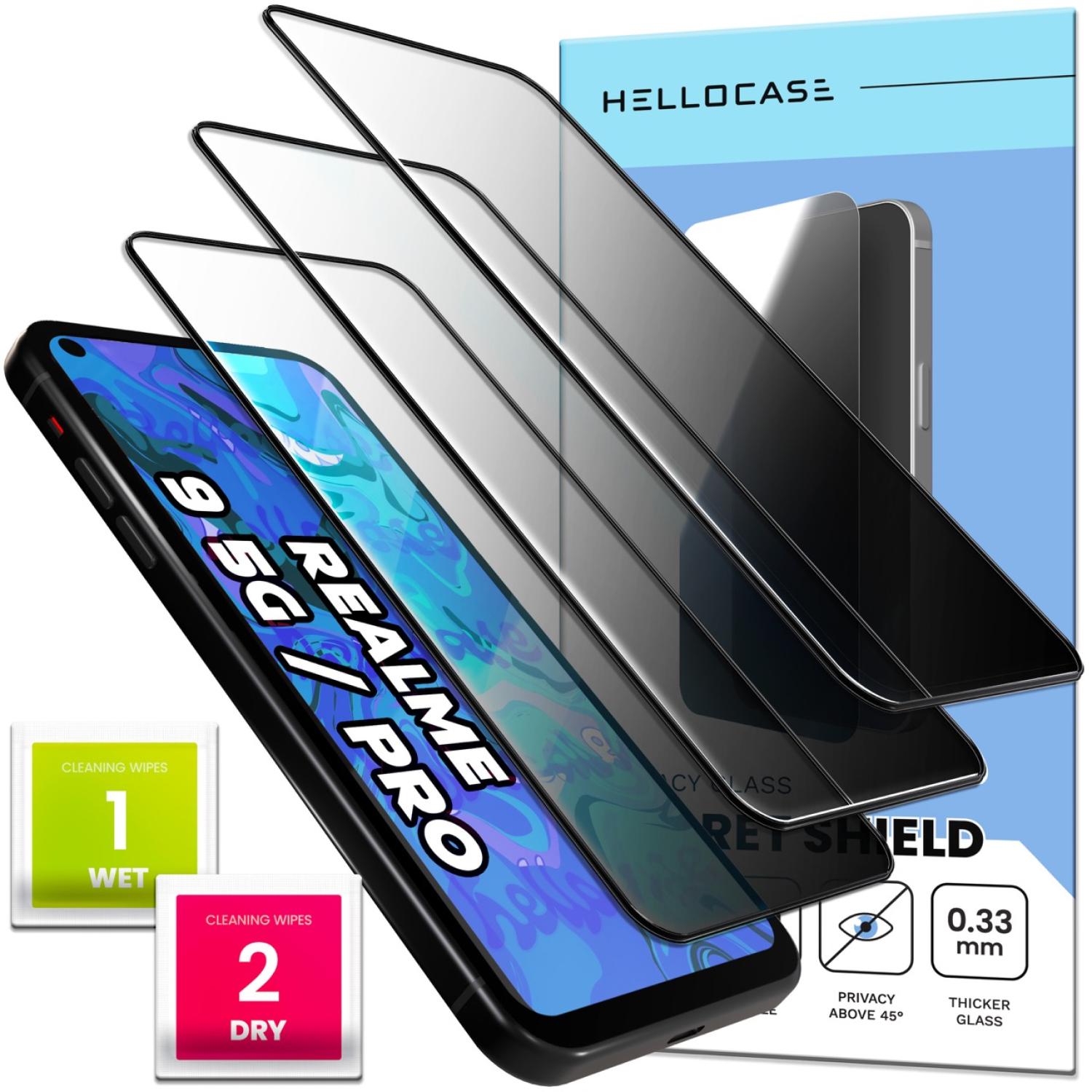 [3-pak] Szkło Hartowane Do Realme 9 5G Pro (Prywatyzujące, Ochronne, 9H)