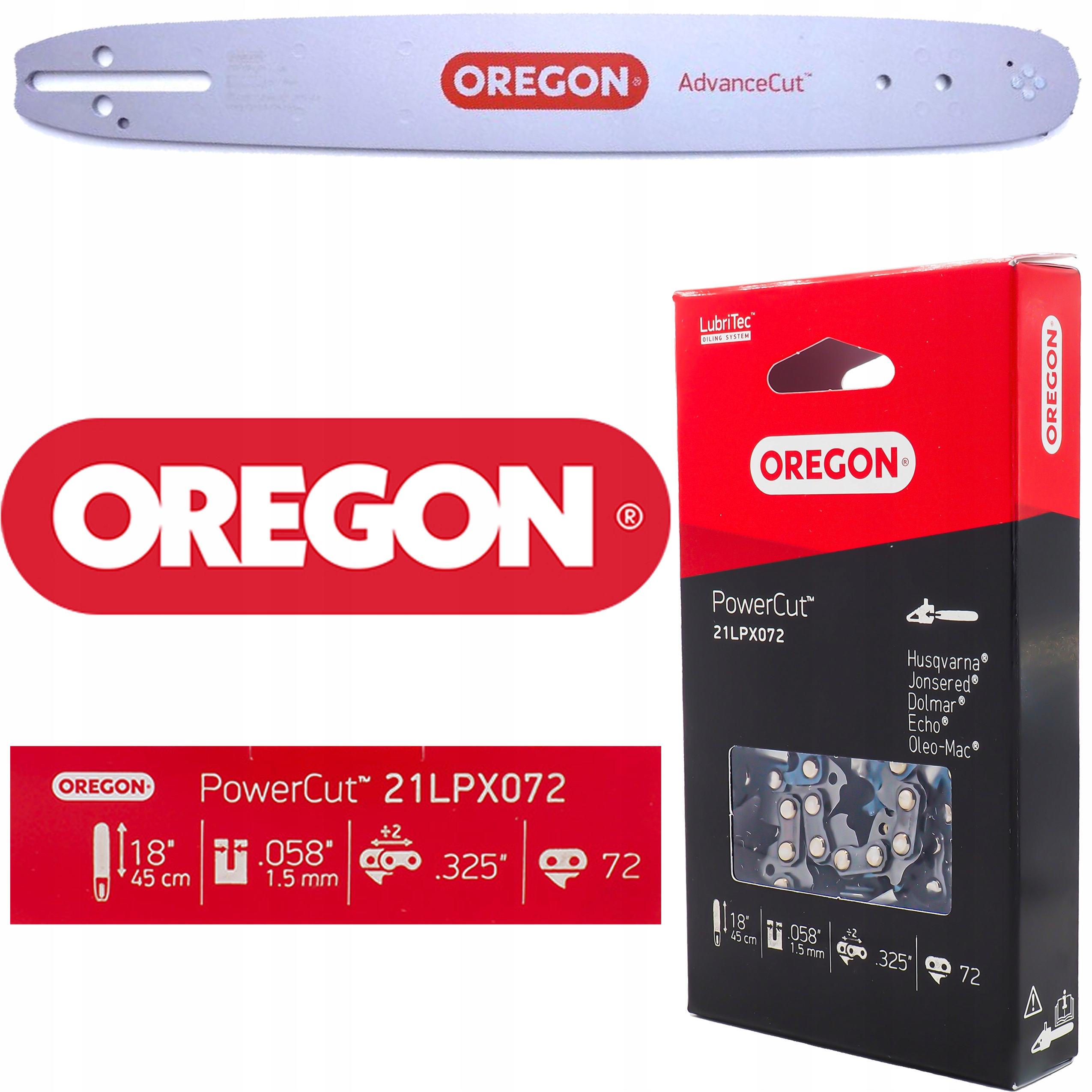 Oregon Prowadnica Łańcuch 18" Do Husqvarna 340 345 346 346XP 350 351 353