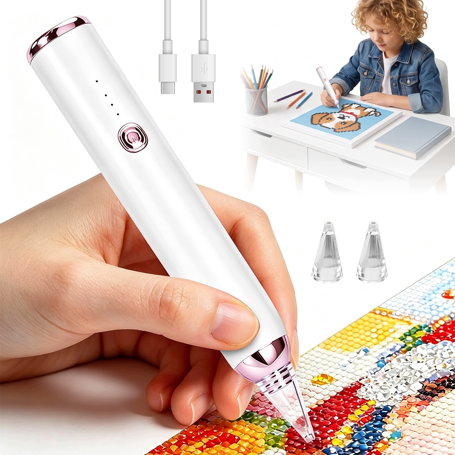 Elektrický Propiska Pro Diy Malování Diamanty Typu C Bezvoskový 400 Mah