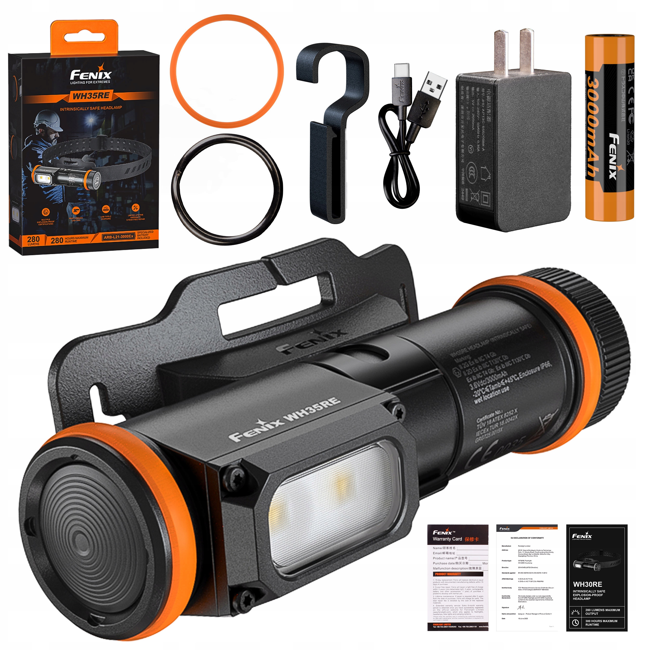 Latarka czołowa Fenix WH35RE IECEx Atex Grgt 280 lumenów