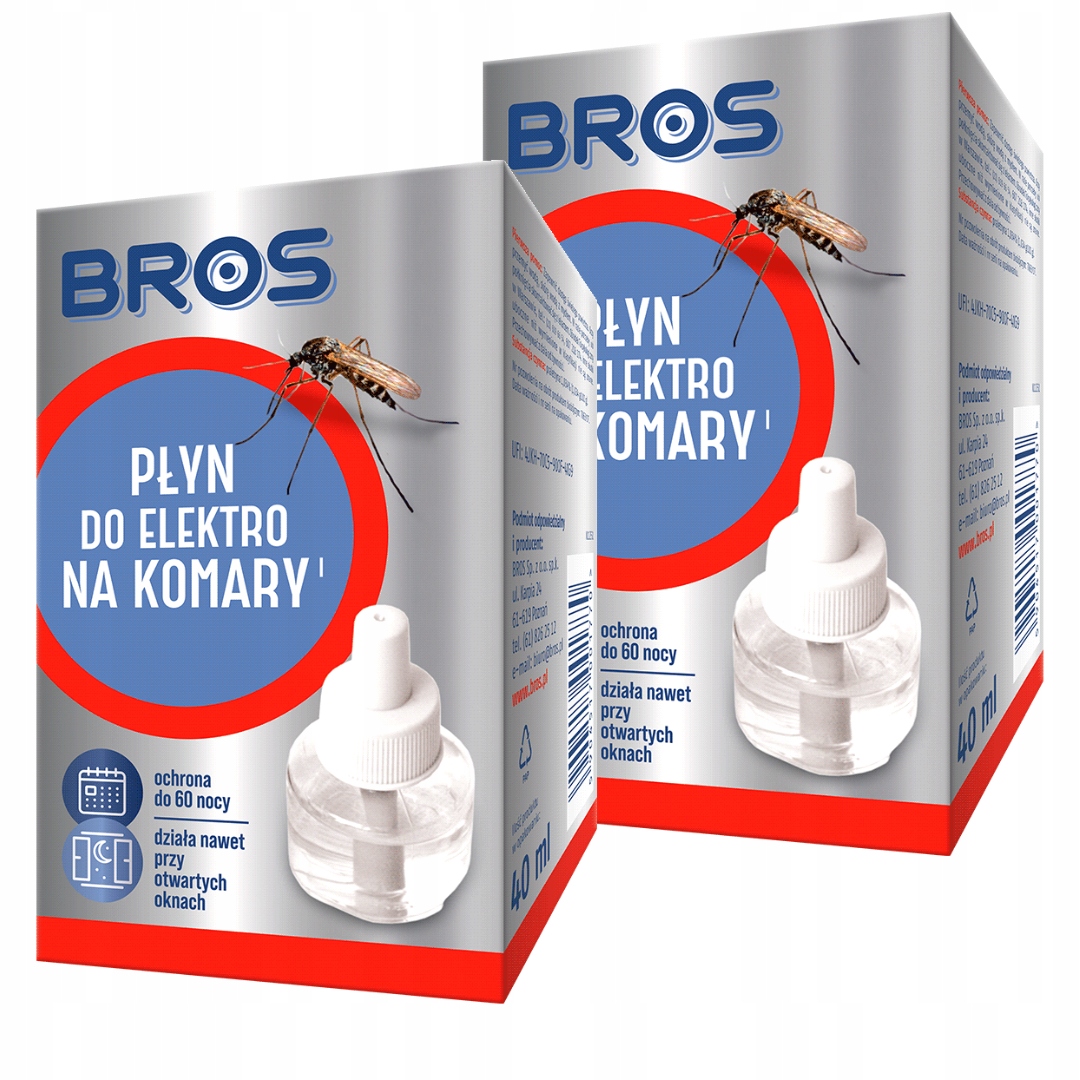 Bros Płyn Do Elektrofumigatiora Na Komary Działa Do 60 NOCY 2x40ml