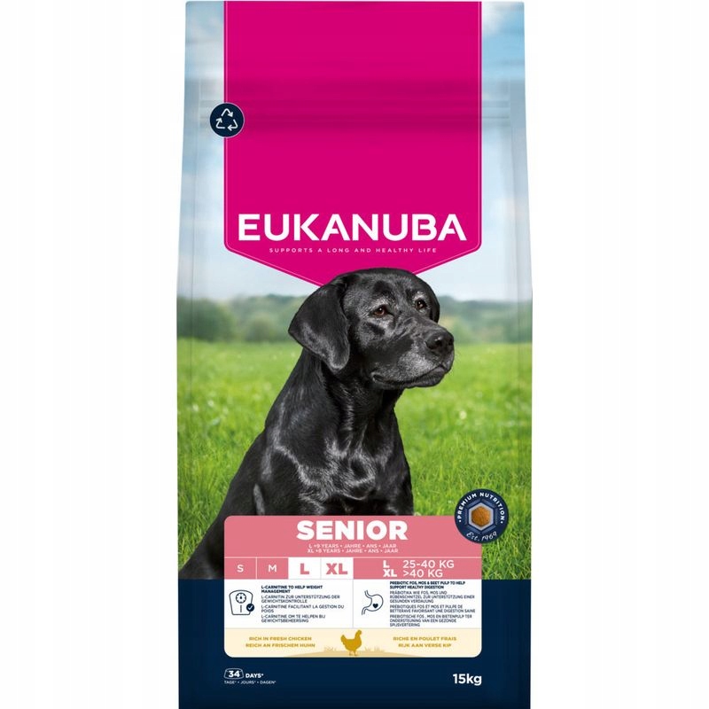 Levně Eukanuba dog life care Senior suché krmivo pro velké psy kuře 15 kg