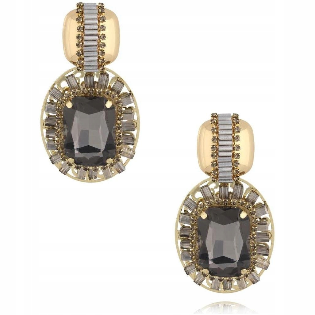 Dámské zlaté Náušnice Skleněné křišťály By Dziubeka