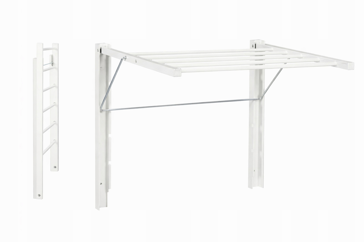 Levně Majka bílý koupelnový nástěnný Sušák na prádlo na balkon 60 cm