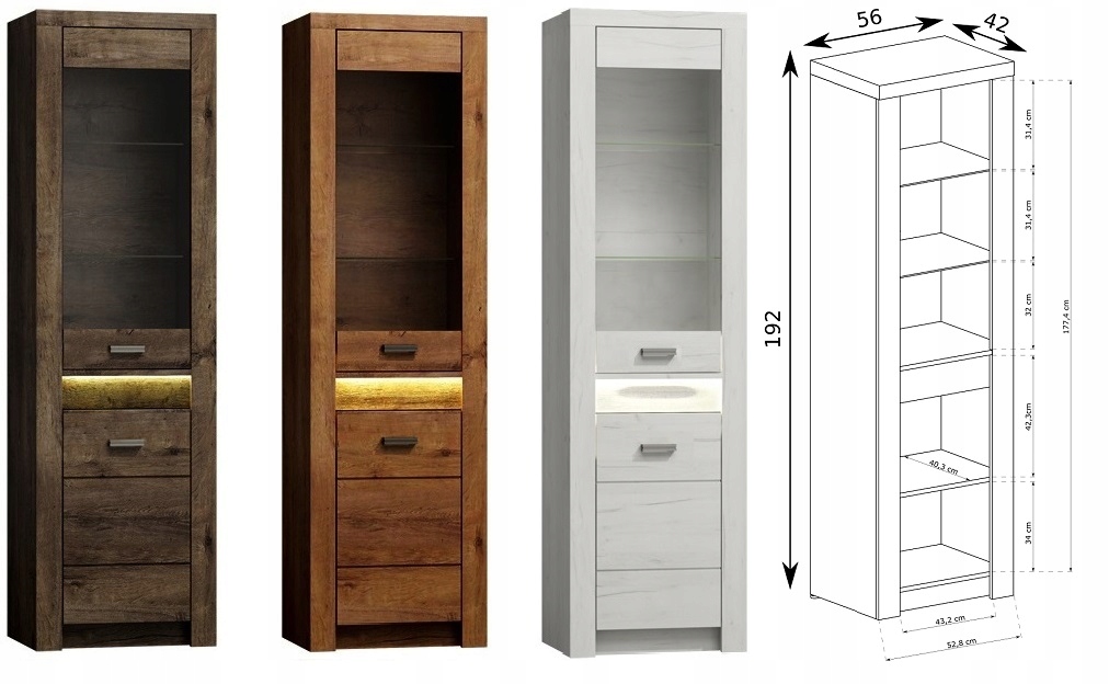 meble witryna regał zamykany z szybą Indiana 04 Kolekcja INDIANAPOLIS