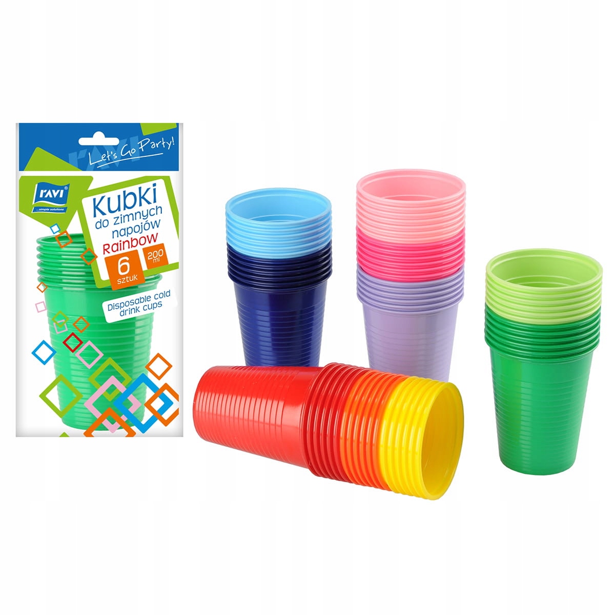 

Kubki do napojów Rainbow 200 ml 6 szt.