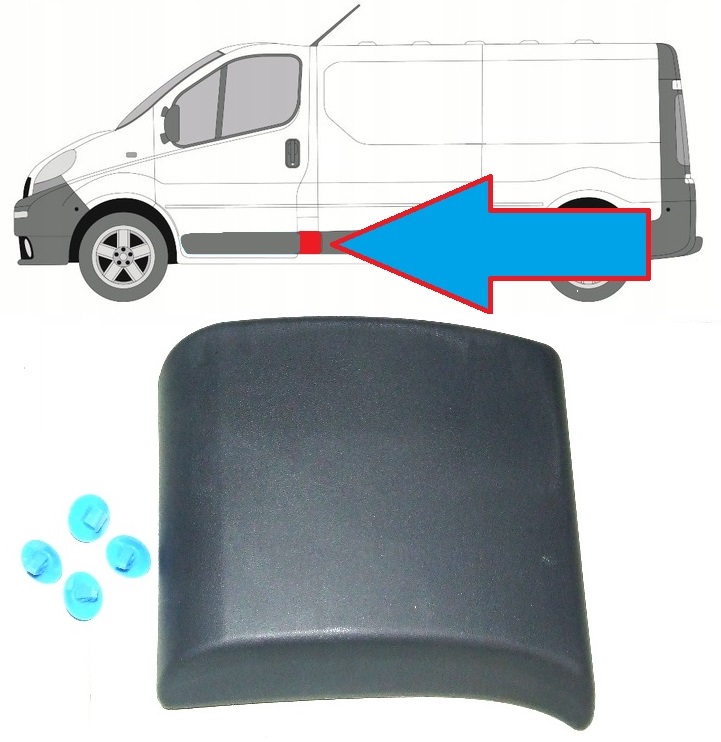 молдинг левый на без навесного nissan PRIMASTAR opel VIVARO renault TRAFIC 2001-