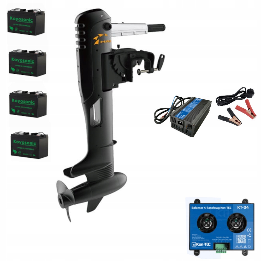 Zestaw silnik elektryczny zaburtowy Haibo R300 Akumulatory LiFePO4 100Ah