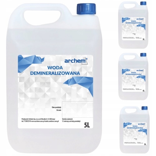 Woda Demineralizowana 4x5L do Domu Motoryzacji Przemysłu Wszechstronna