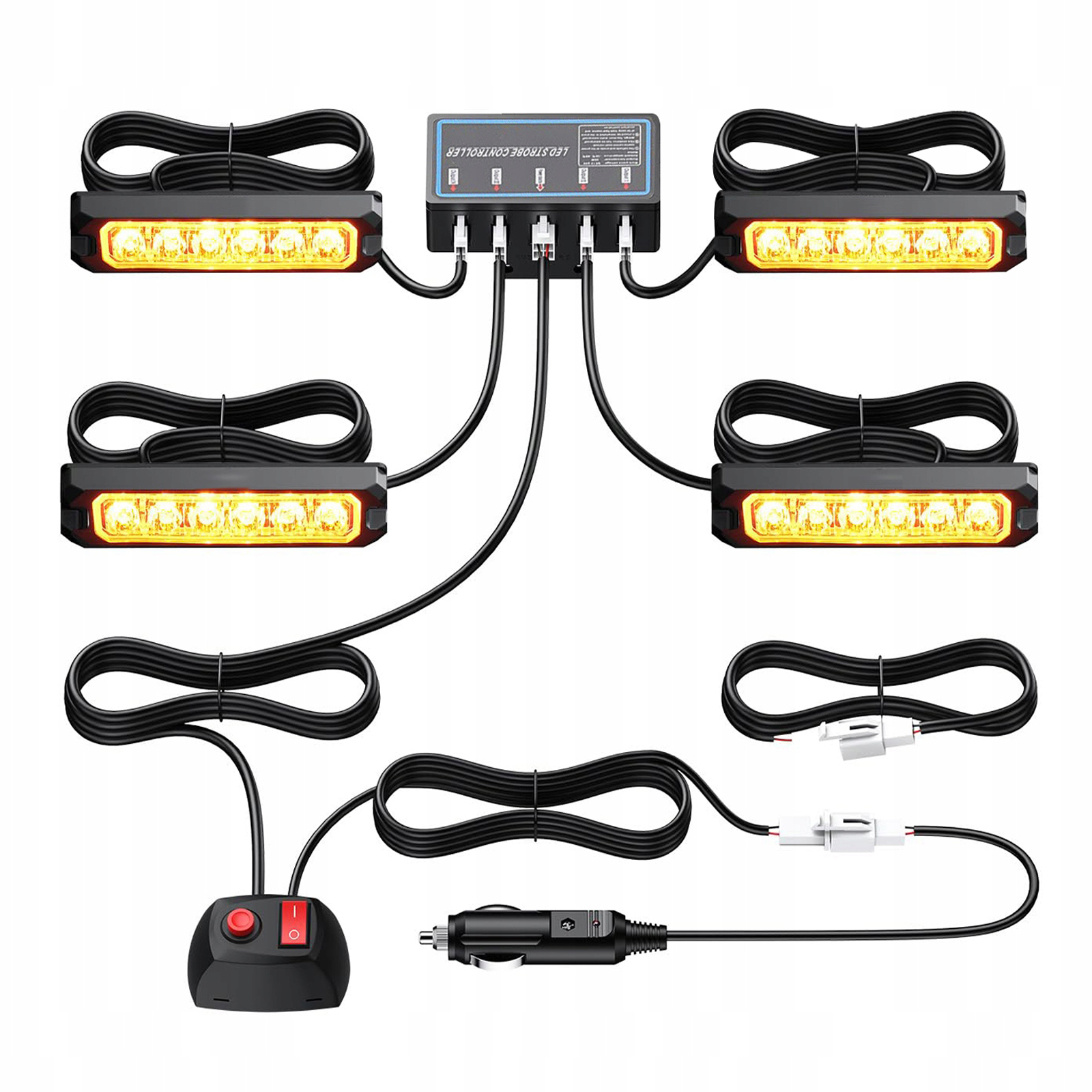 4 ks přední blikačka do auta svítilna výstražné světlo 12 režimů 6LED