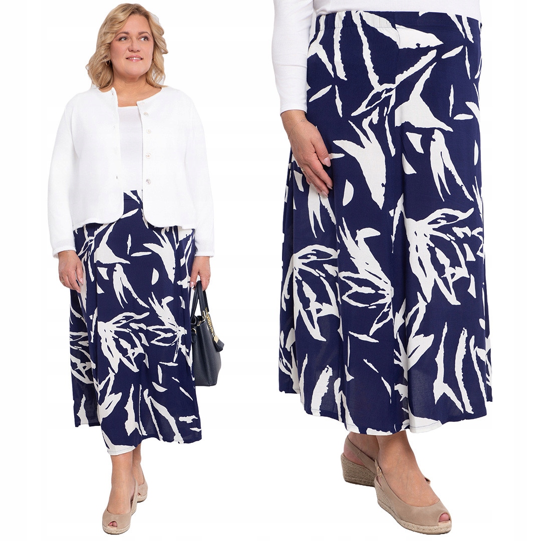 Tmavě modrá sukně s bílým vzorem 56