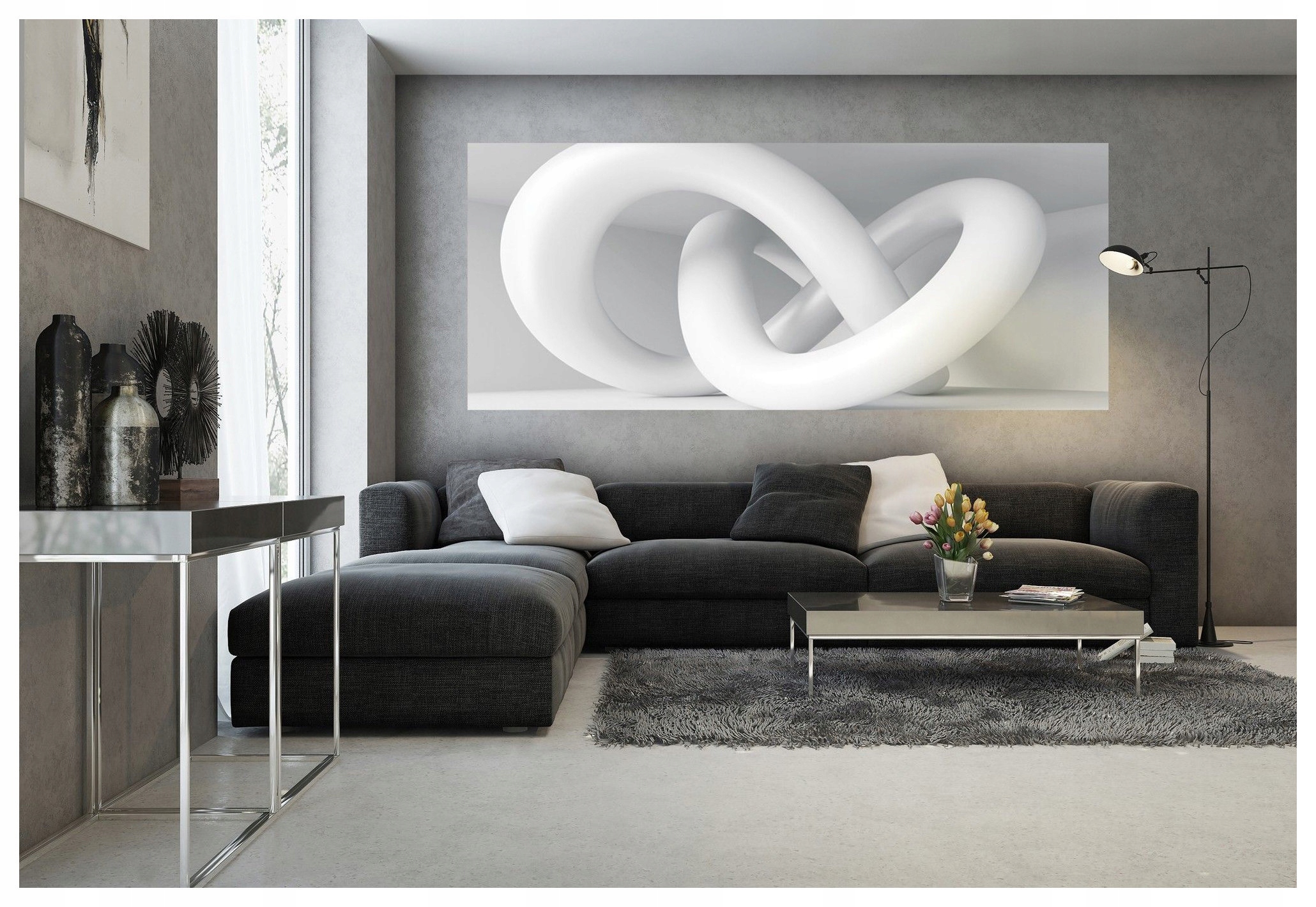 Vliesová fototapeta Abstraktní uzlíček, bílý minimalismus 250x104 lepidlo