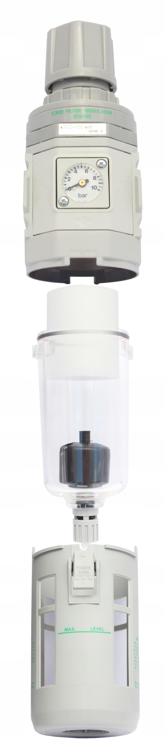 Filtr powietrza z reduktorem W3000 10G F1 3/8" CKD Kod producenta W3000F1