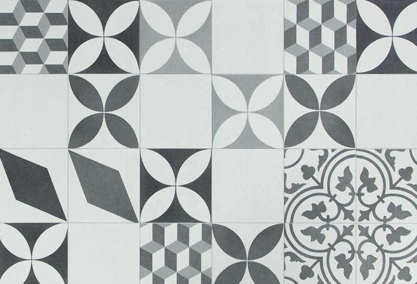 

szer 2m Szara Wykładzina Pcv Patchwork Styl Boho