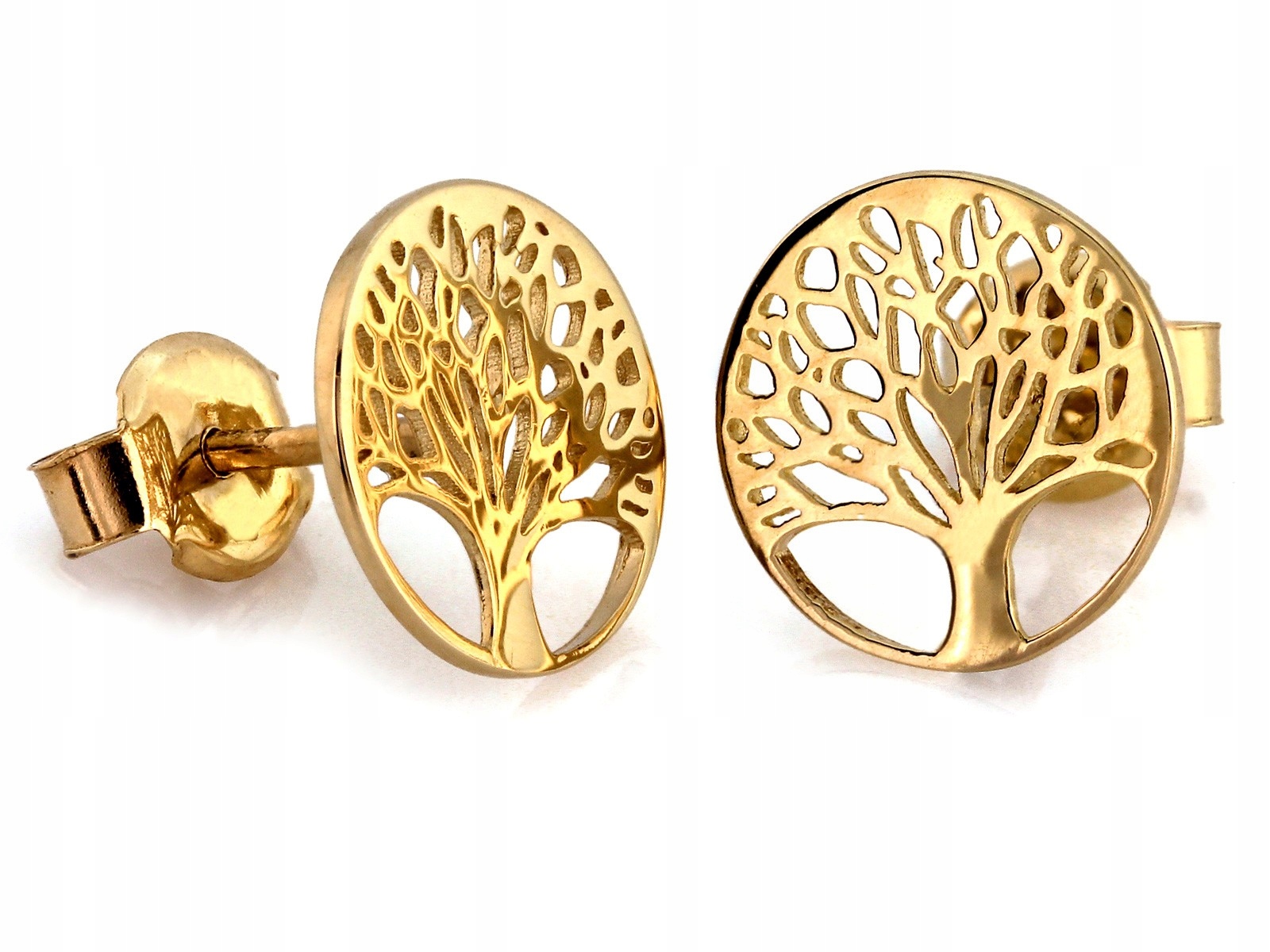 Zlaté Náušnice 585 pro ženu na tyči ze stromku štěstí jako dárek