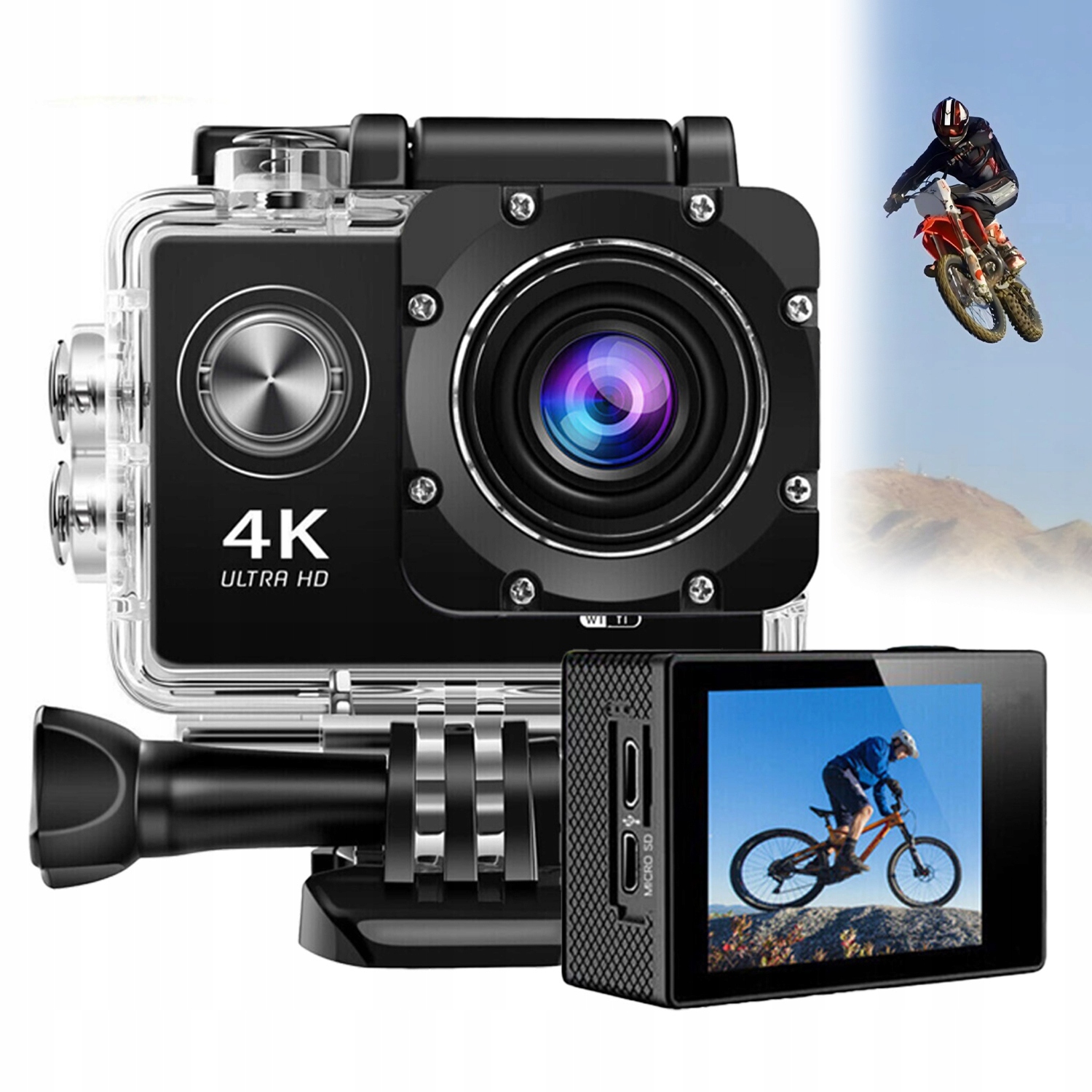 Sportovní Kamera Full Hd 4K Wifi Podvodní Voděodolná Kamera