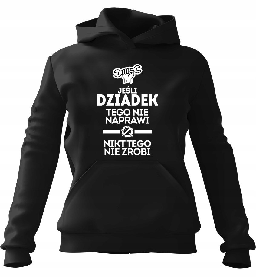 pánská mikina s kapucí Pokud to dědeček neopraví Černá XL Pro něj F