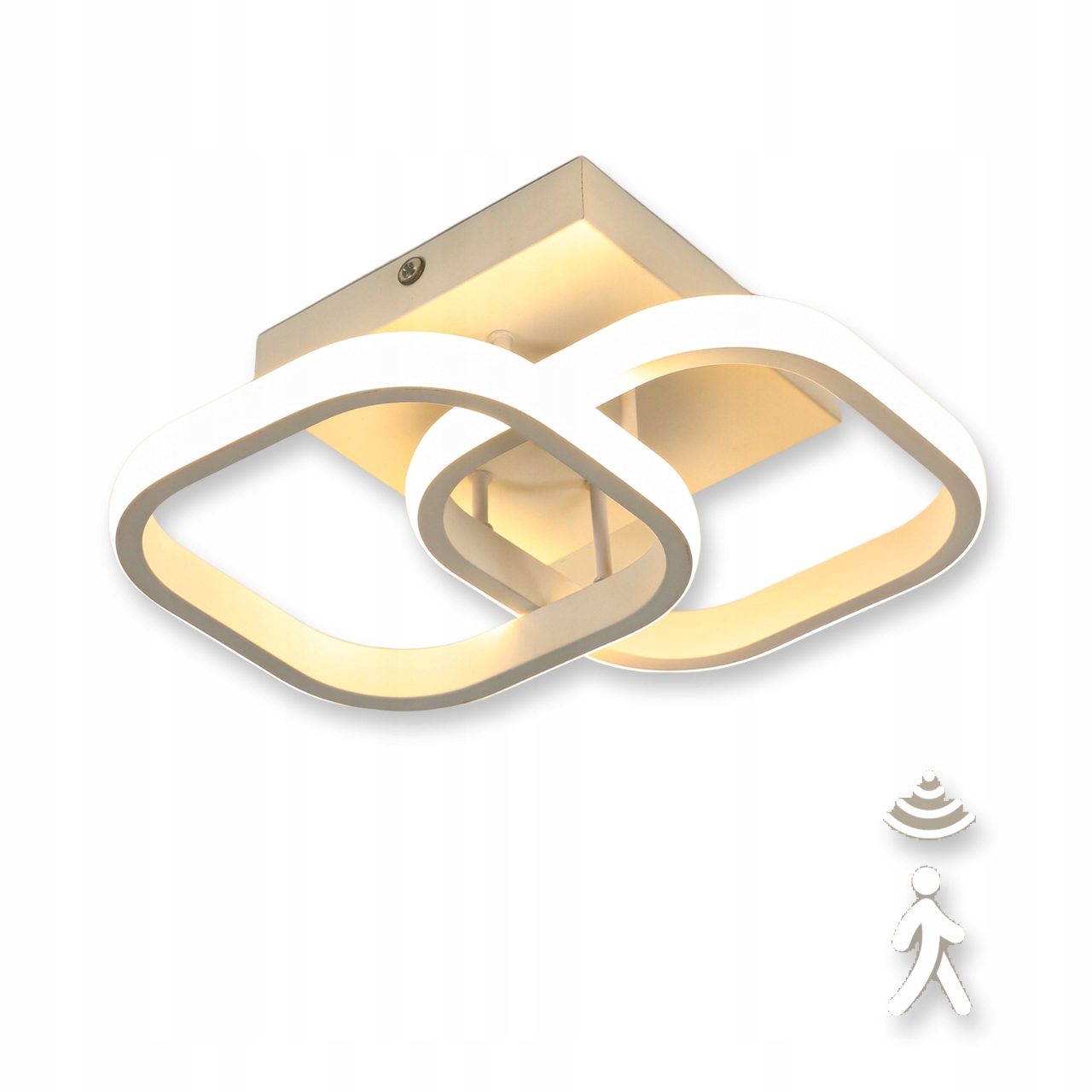 Lampa Sufitowa Led Z Czujnikiem Ruchu Plafon Biała Nowoczesna 3000K 22W