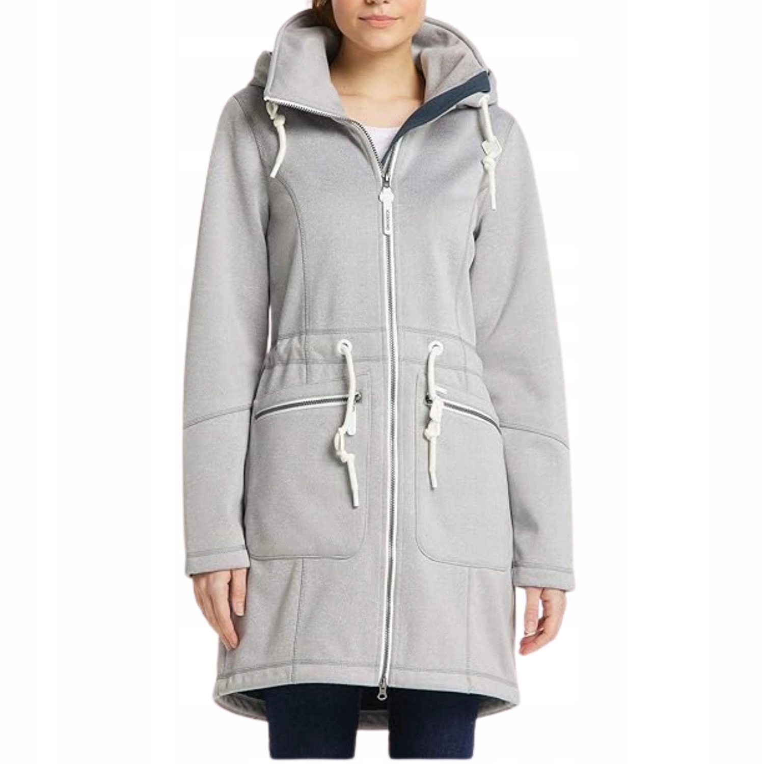 Dámský kabát Iceboung dlouhý přechodový šedý s kapucí vel. S