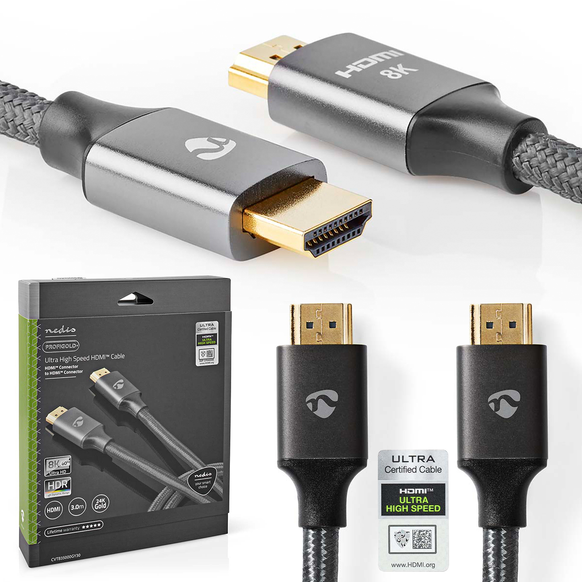 Nedis Profigold Kabel Ultra High Speed Hdmi Hdmi 2.1 8K 60Hz 48Gbps 3 m