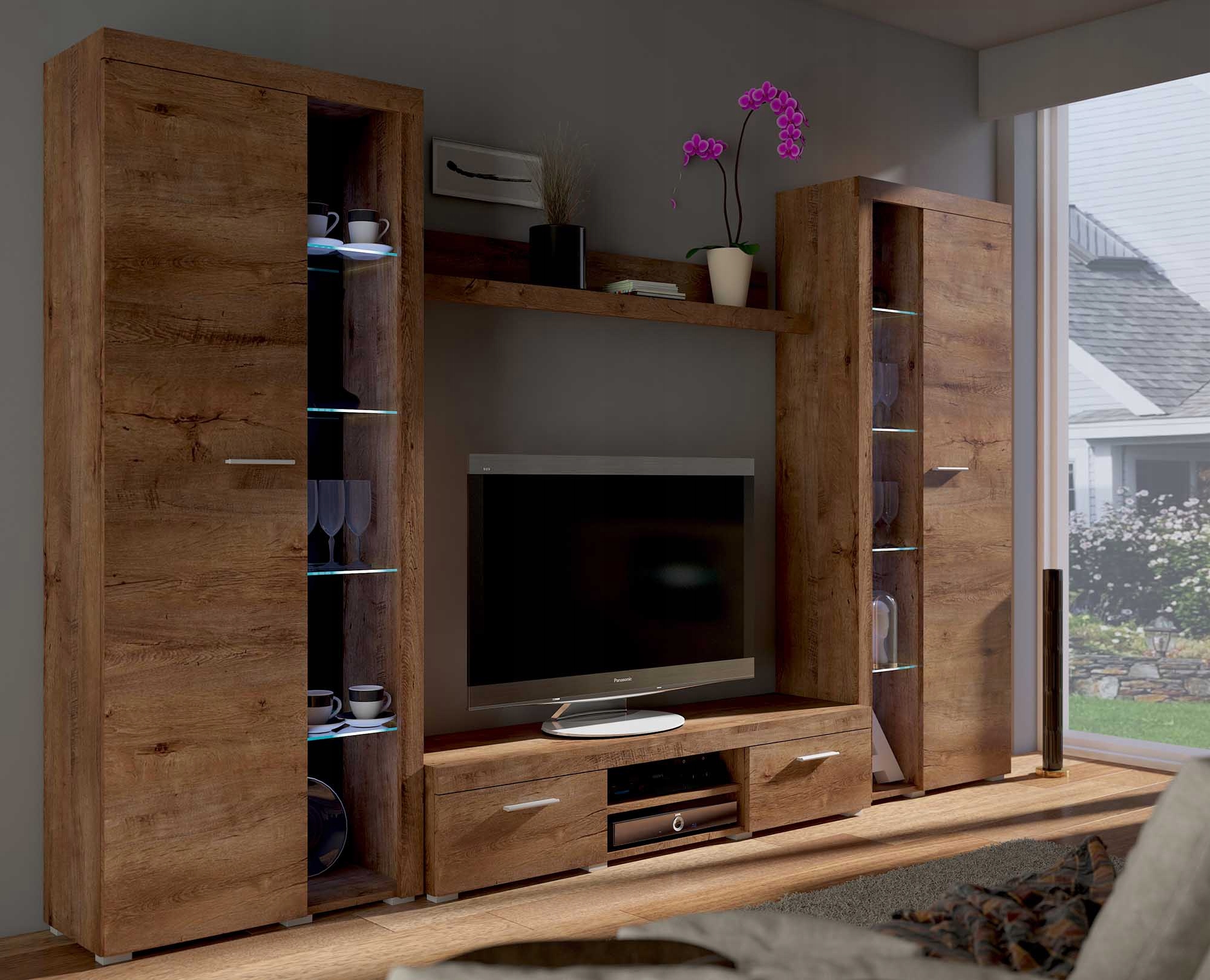 Nábytková Stěna Lefkas Skleněné Led Police Rumba XL