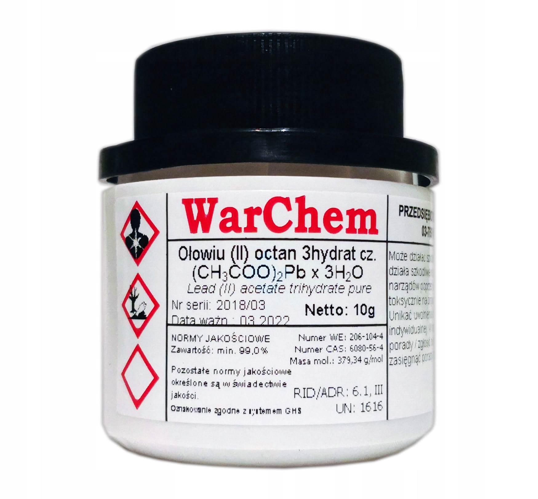 

Octan Ołowiu (II) 3hydrat 10g Warchem [49581]
