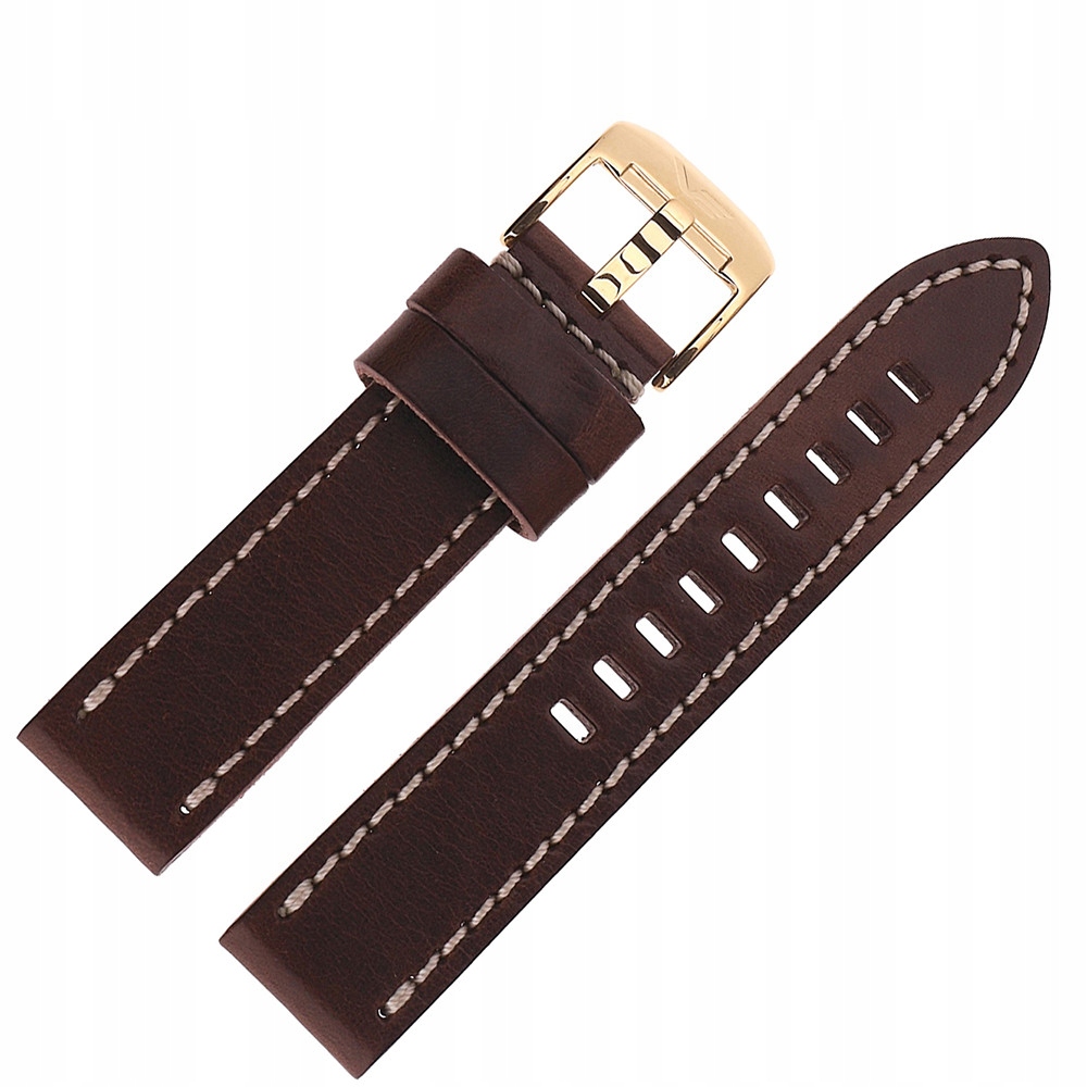 Pásek Almaz kůže (H521) hnědý s bílou p. žlutou barvou