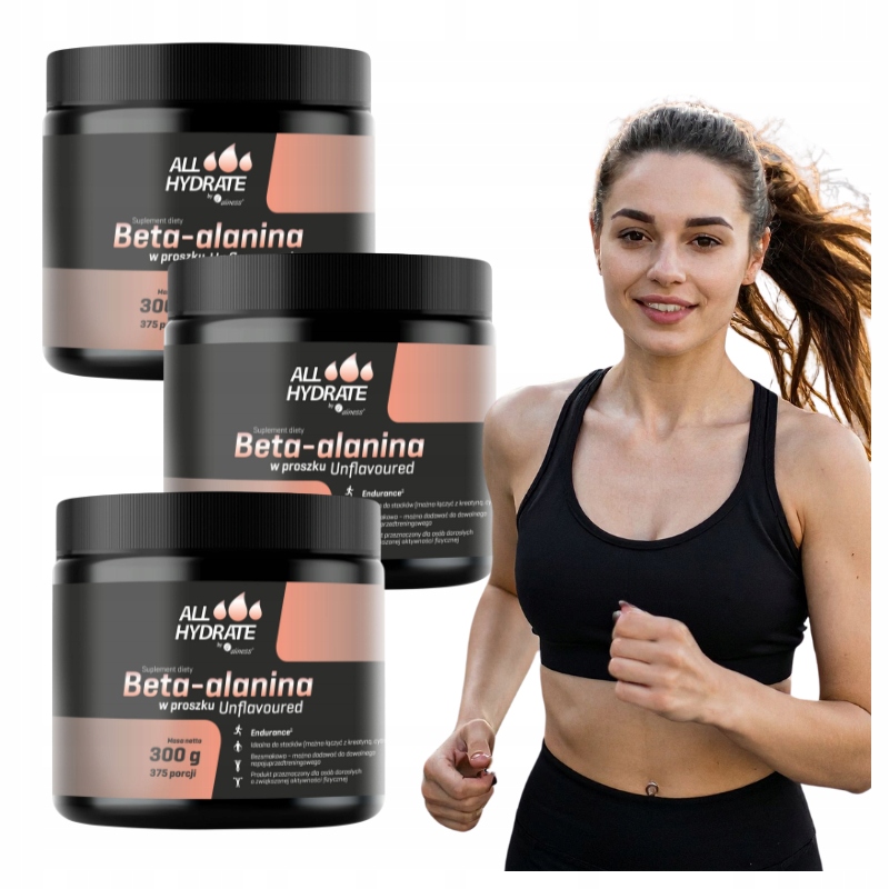 3x Aliness Allhydrate Beta-Alanin prášek 300 g Bez Aspartamu Přírodní