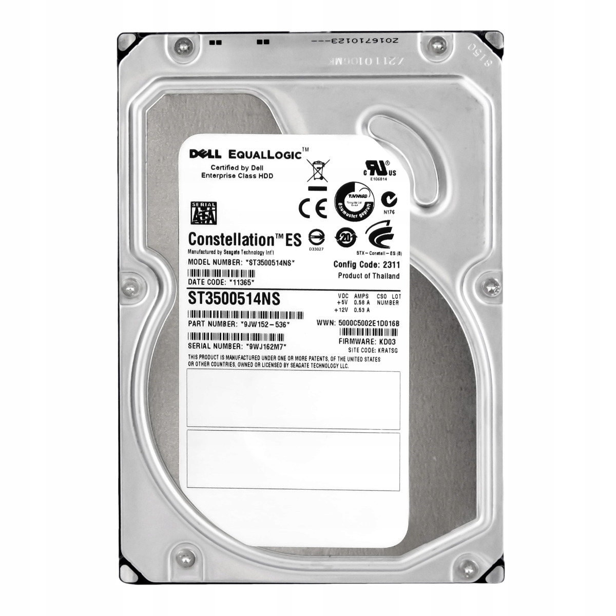 Dell Equallogic 500GB 7.2K 32MB Sata II 3.5'' ST3500514NS