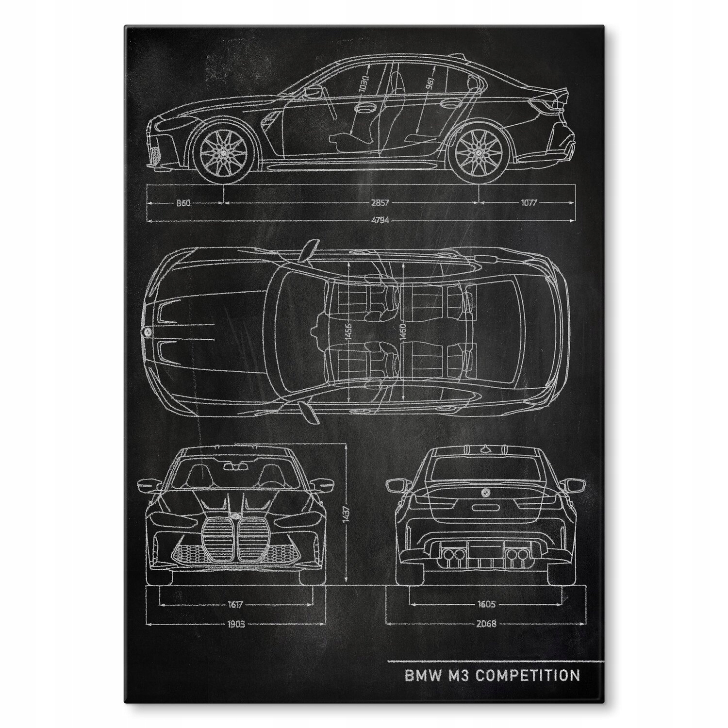 Kovový plakát Bmw M3 Competition Slate Dárek 30 x 42 cm