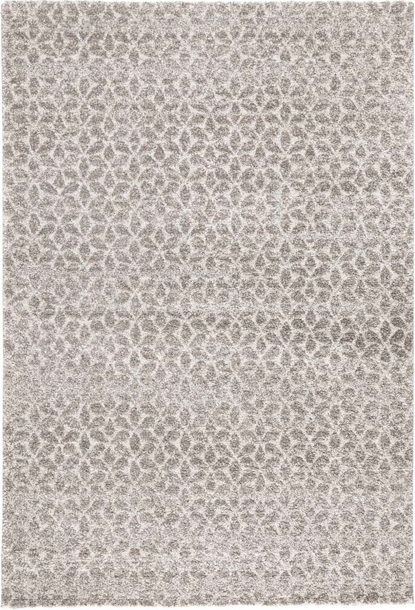 Šedo-krémový hrubý shaggy koberec do obývačky, boho vzor 200 x 290 cm