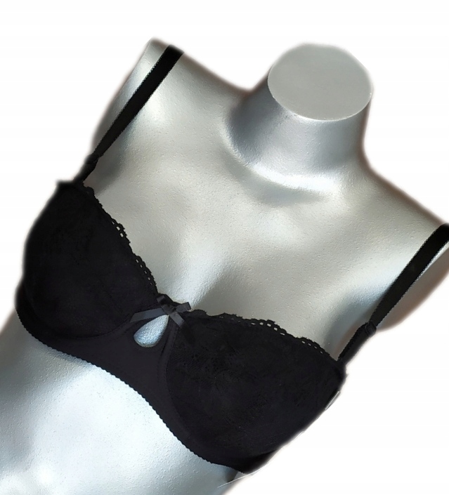 Biustonosz 90E bardotka czarny stanik koronka Kolor czarny