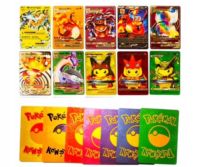 

Kolorowe Karty pokemon złote 55 Kart