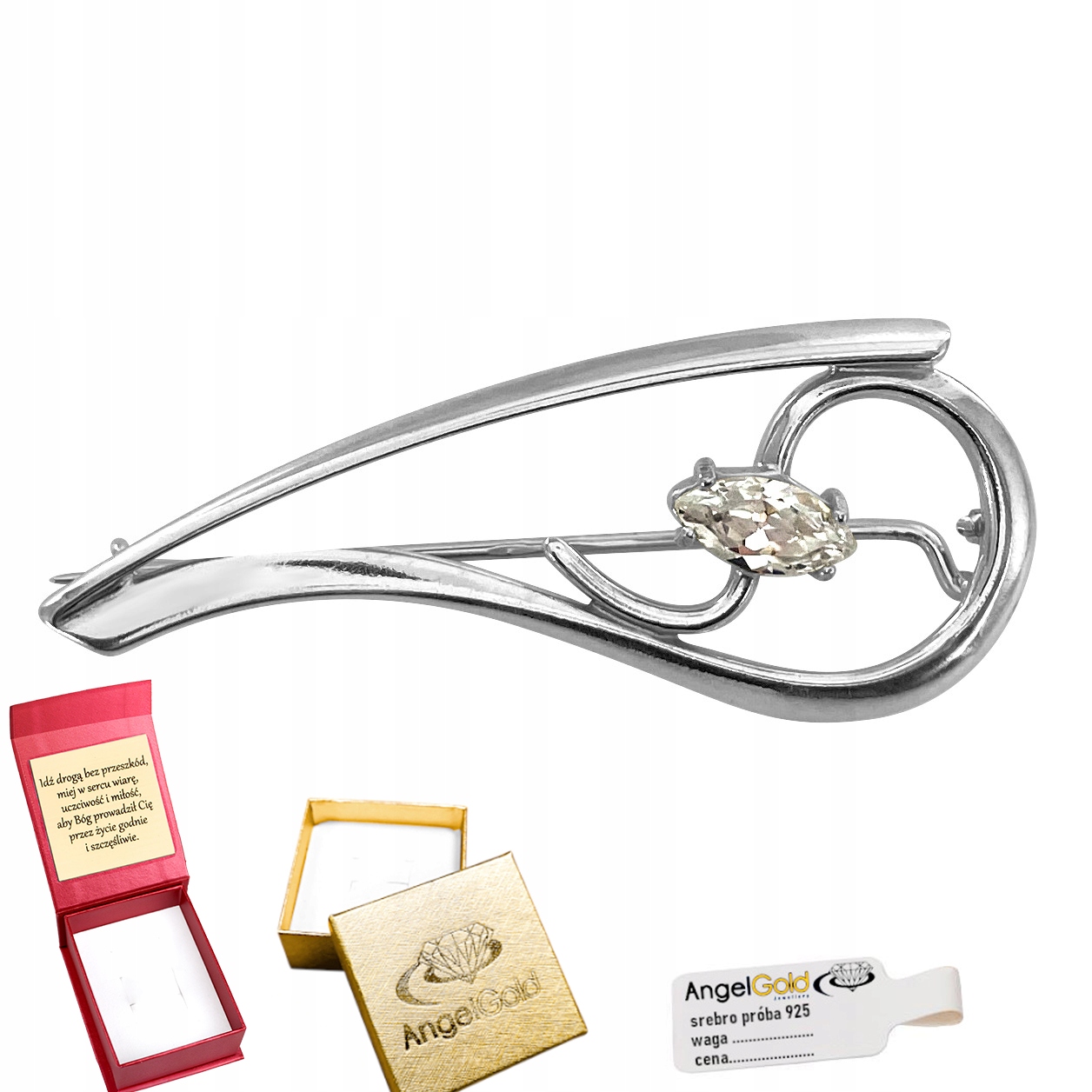 Stříbrná Jemná Brož Se Zirkonem Stříbro 925