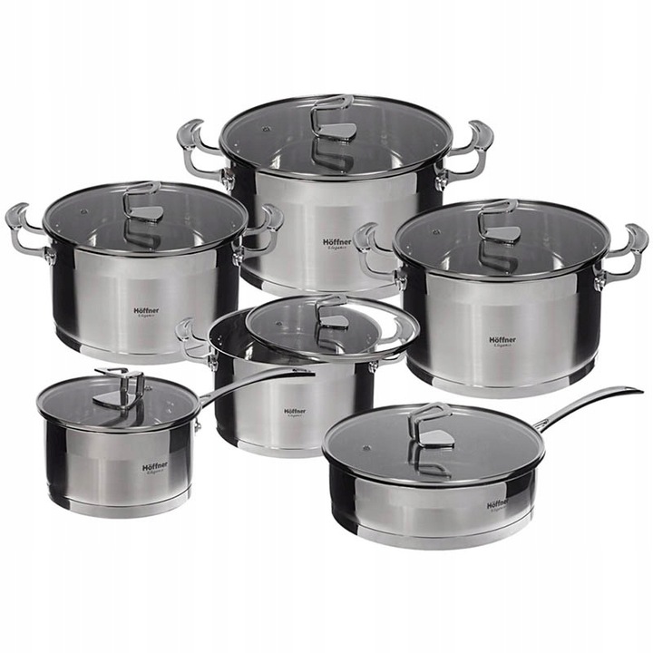 Sada Sada Hrnců Masivní Ocele, 12 Dílná Hoffner Hrnce