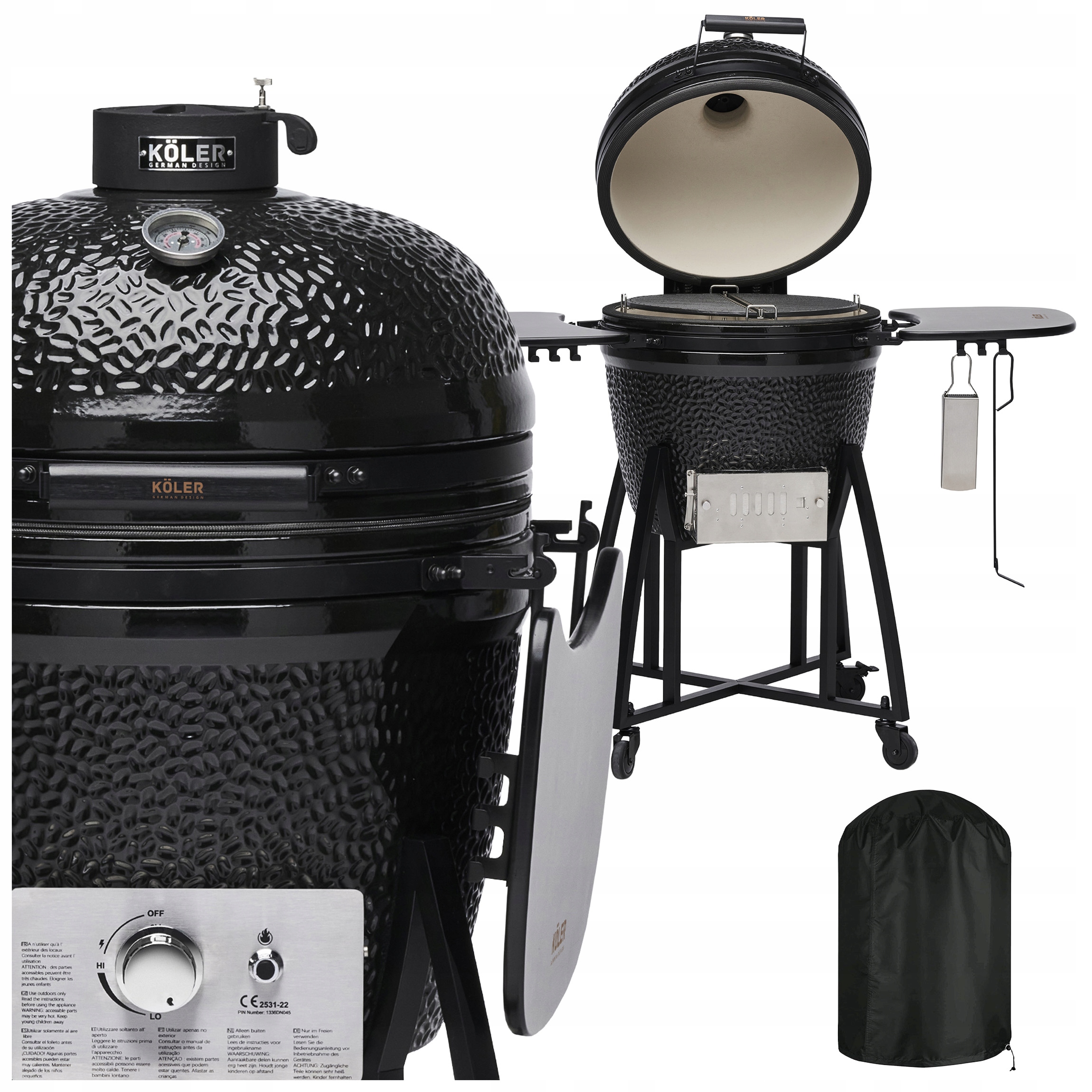 Grill Ceramiczny Gazowy Węglowy Kamado Koler EG22-GAS 22 cal 56cm z wózkiem