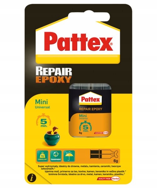 

Klej Pattex Epoksydowy uniwersalny Repair 6g 5min