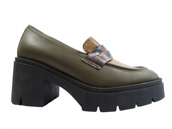 Mokasíny polobotky dámské platforma sloupek na podpatku kůže Karino 37