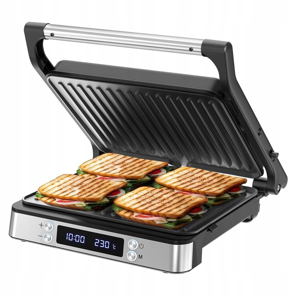 Olvy Grill Kontaktowy XL 4 Tosty z Timerem i Regulacją Temperatury 2000W
