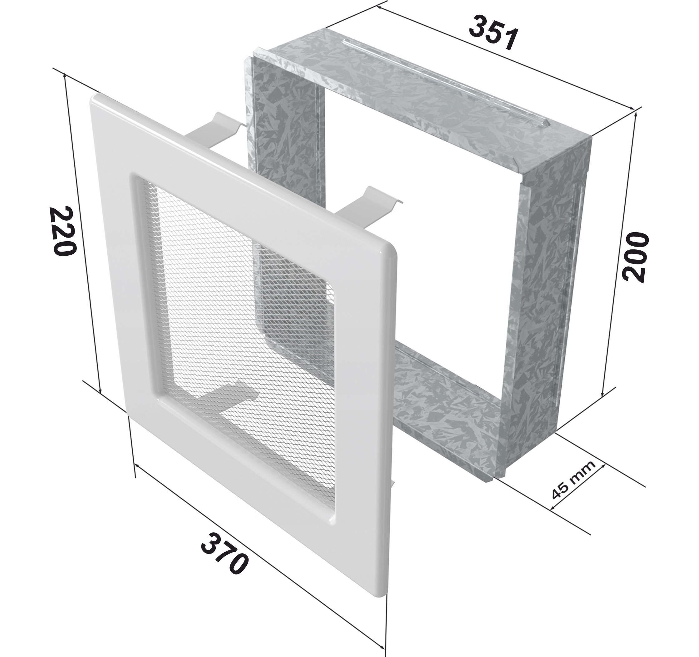 KRATKA KOMINKOWA KIESZEŃ 22X37 CZARNO-SREBRNA Typ kratki malowana