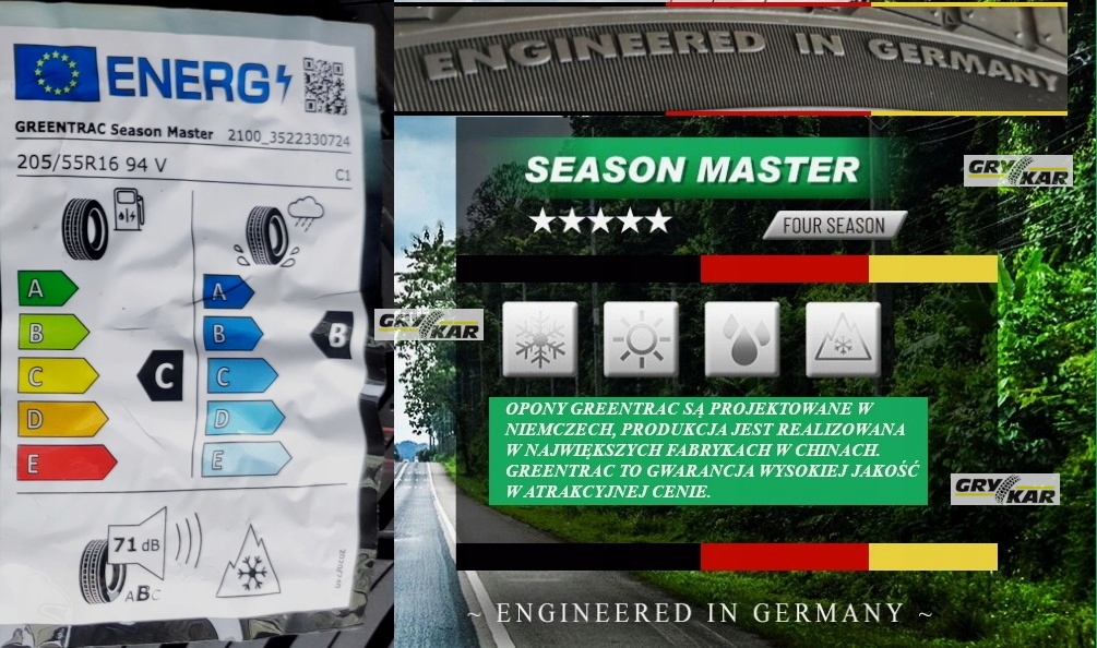 Opony 205/55/16 Greentrac Season Master 2024r 2szt. 3 lata gwar. C/B/71dB EAN (GTIN) 6959613721823