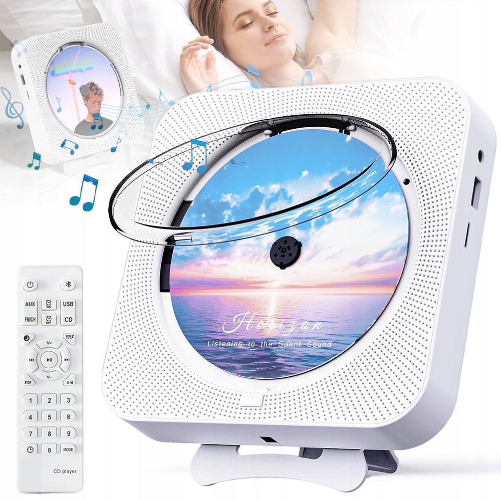 Přenosný Bluetooth CD Přehrávač Montáž Na Stěnu Fm Rádio MP3 Usb Sd Aux