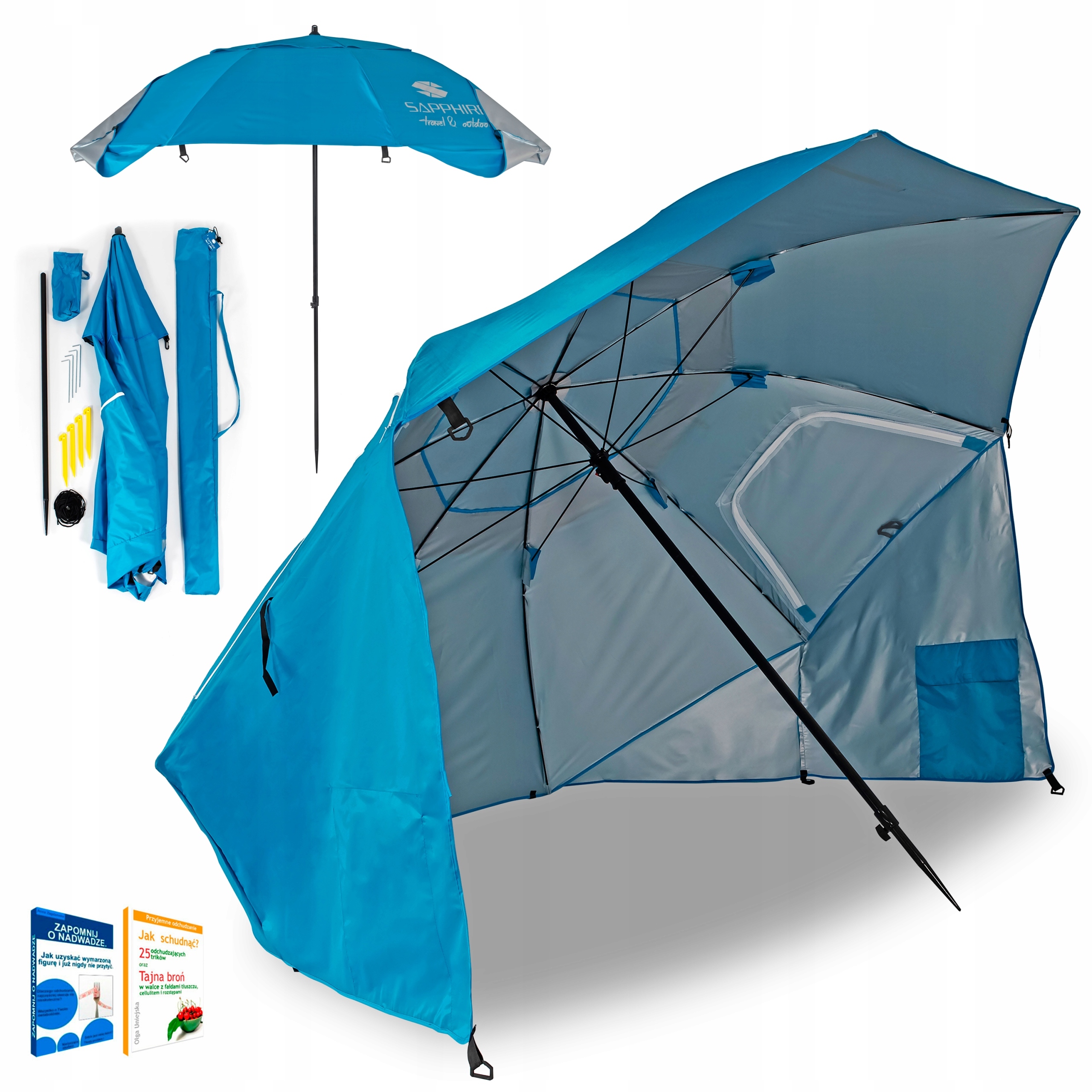 

Parasol Plażowy ogrodowy Namiot 2w1 parawan XXL