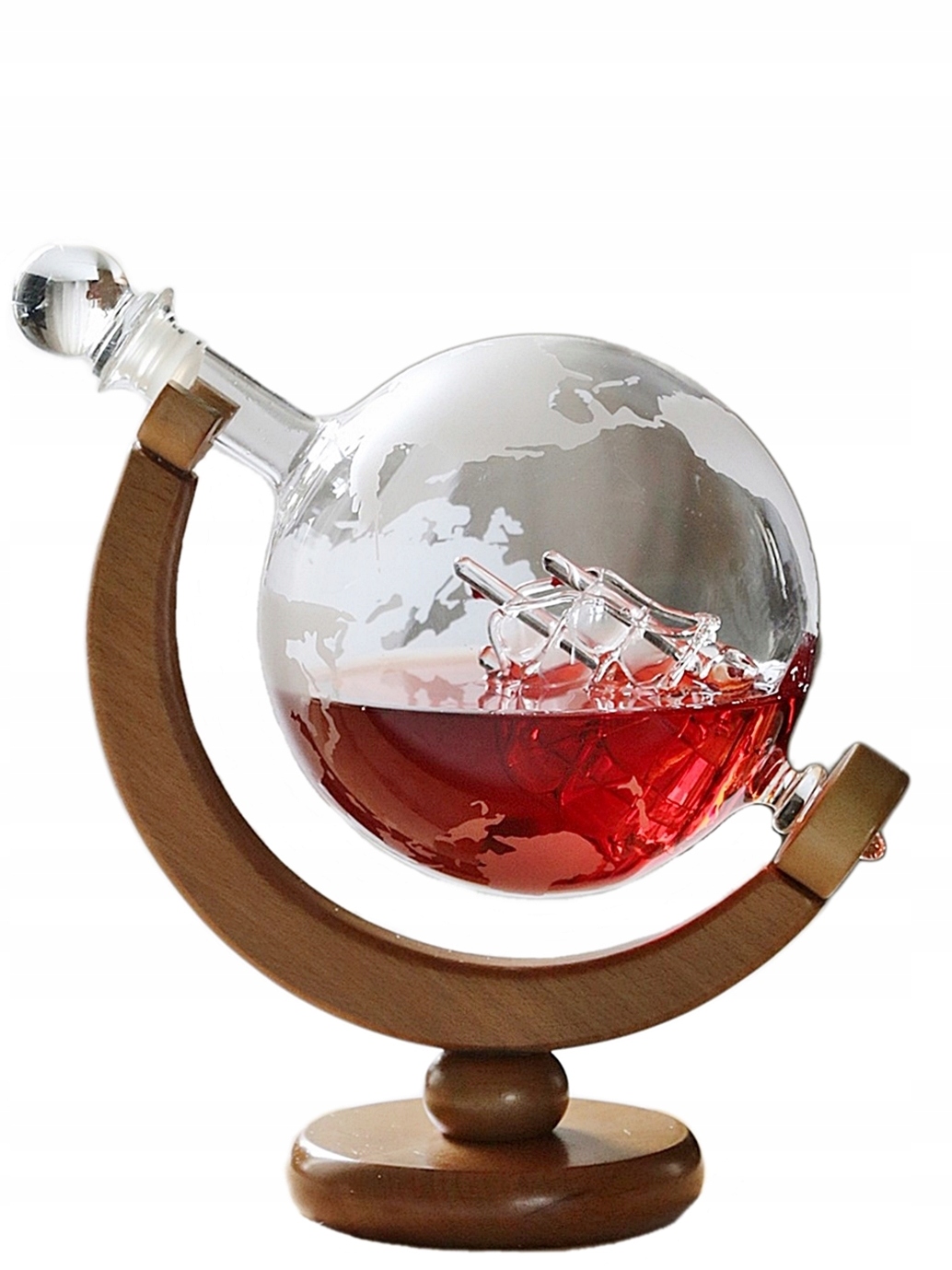 

Karafka Globus na whisky wino drewniany stojak