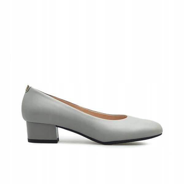 Šedé polobotky na pohodlném a stabilním podpatku z kůže Sala 36