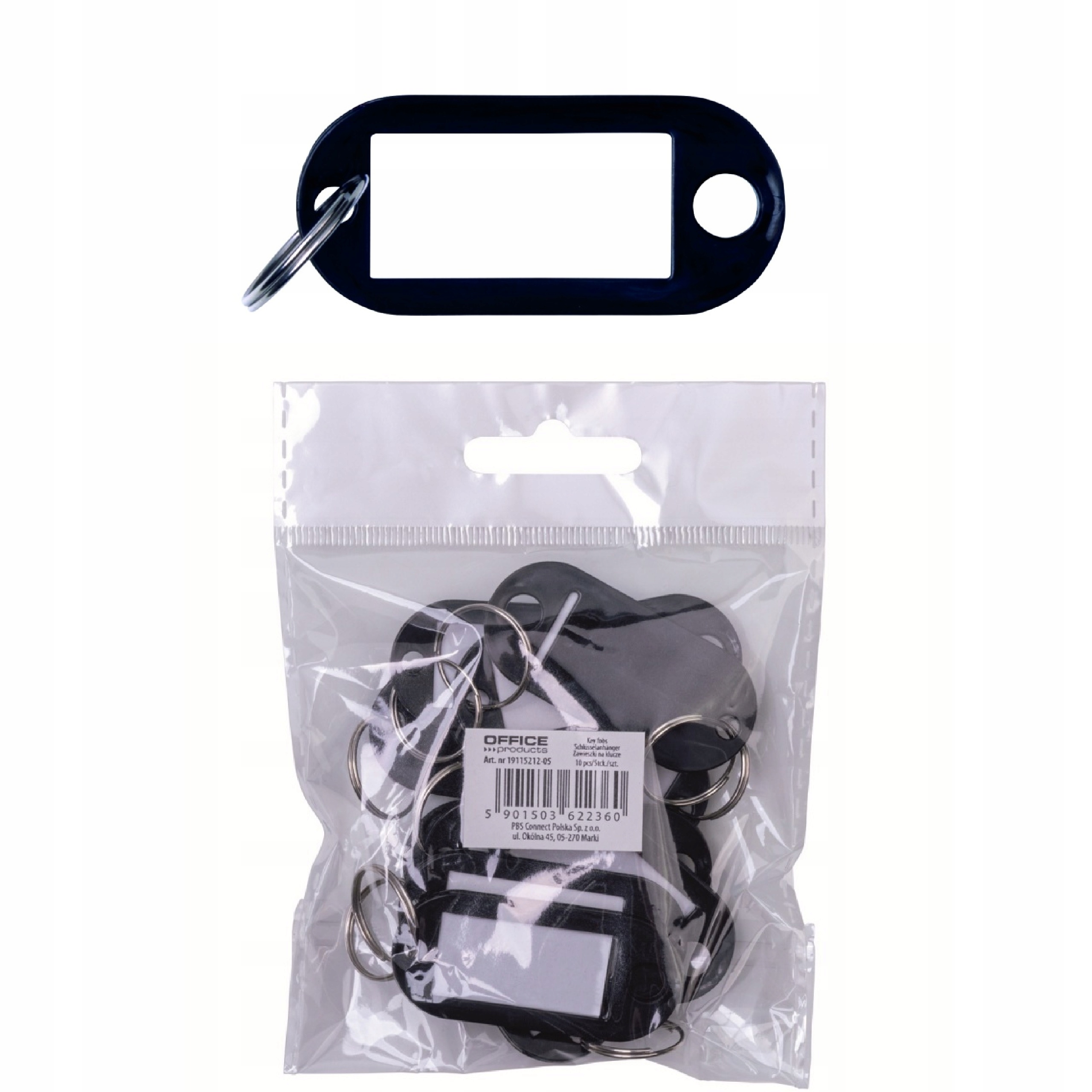 OFFICE BRELOK ZAWIESZKI DO KLUCZY 10SZT CZARNE