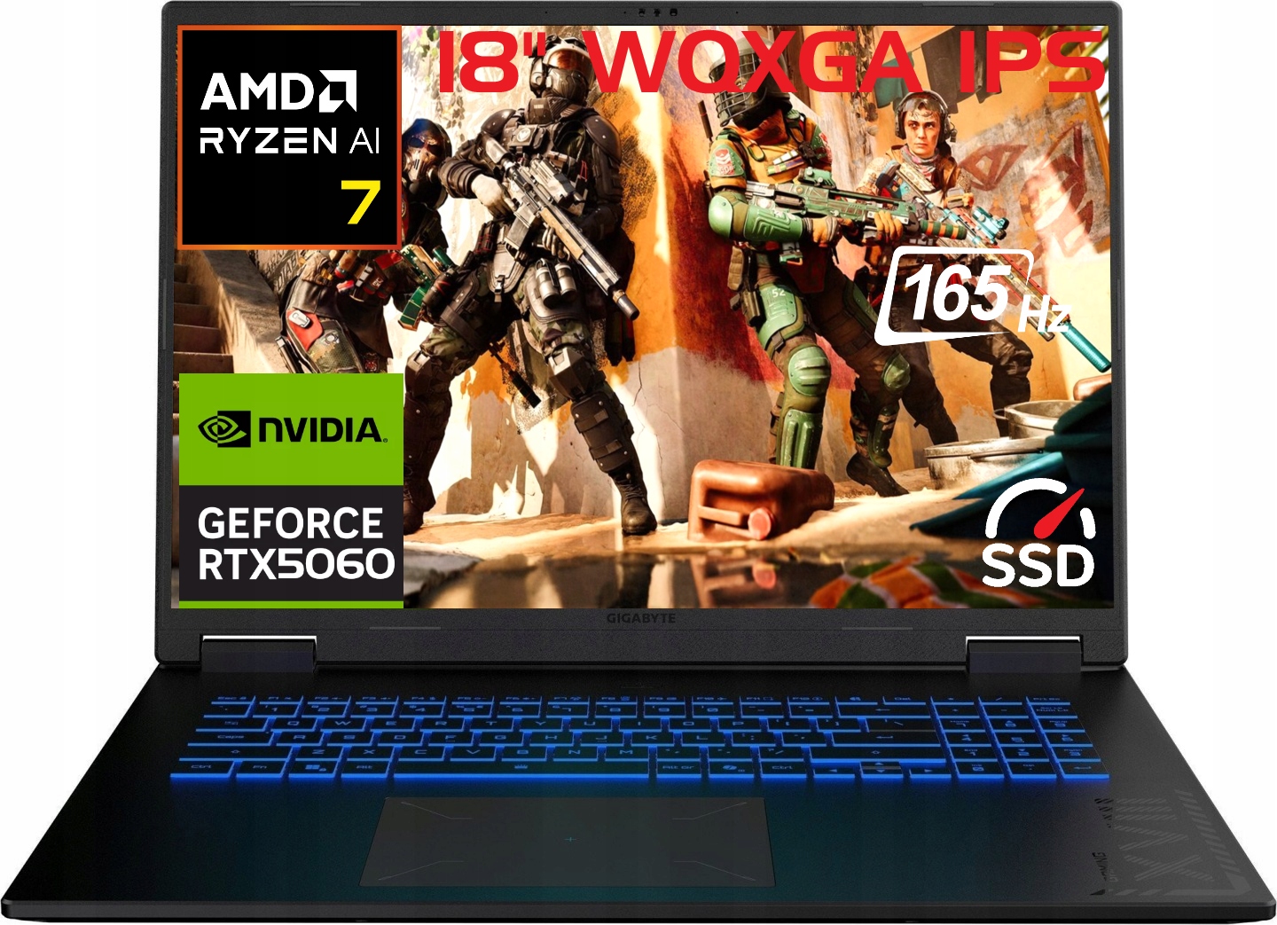 Laptop Gigabyte A18 Ryzen 7 260 18' Wqxga 165H DDR5 16GB SSD512 RTX5060 W11