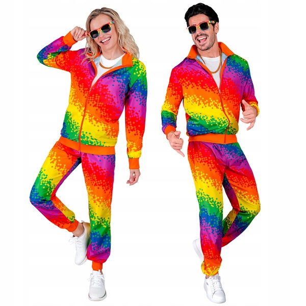 Teplákovka Kostým Souprava Pixels Pixel Unisex Barevná Duha 80. Léta M