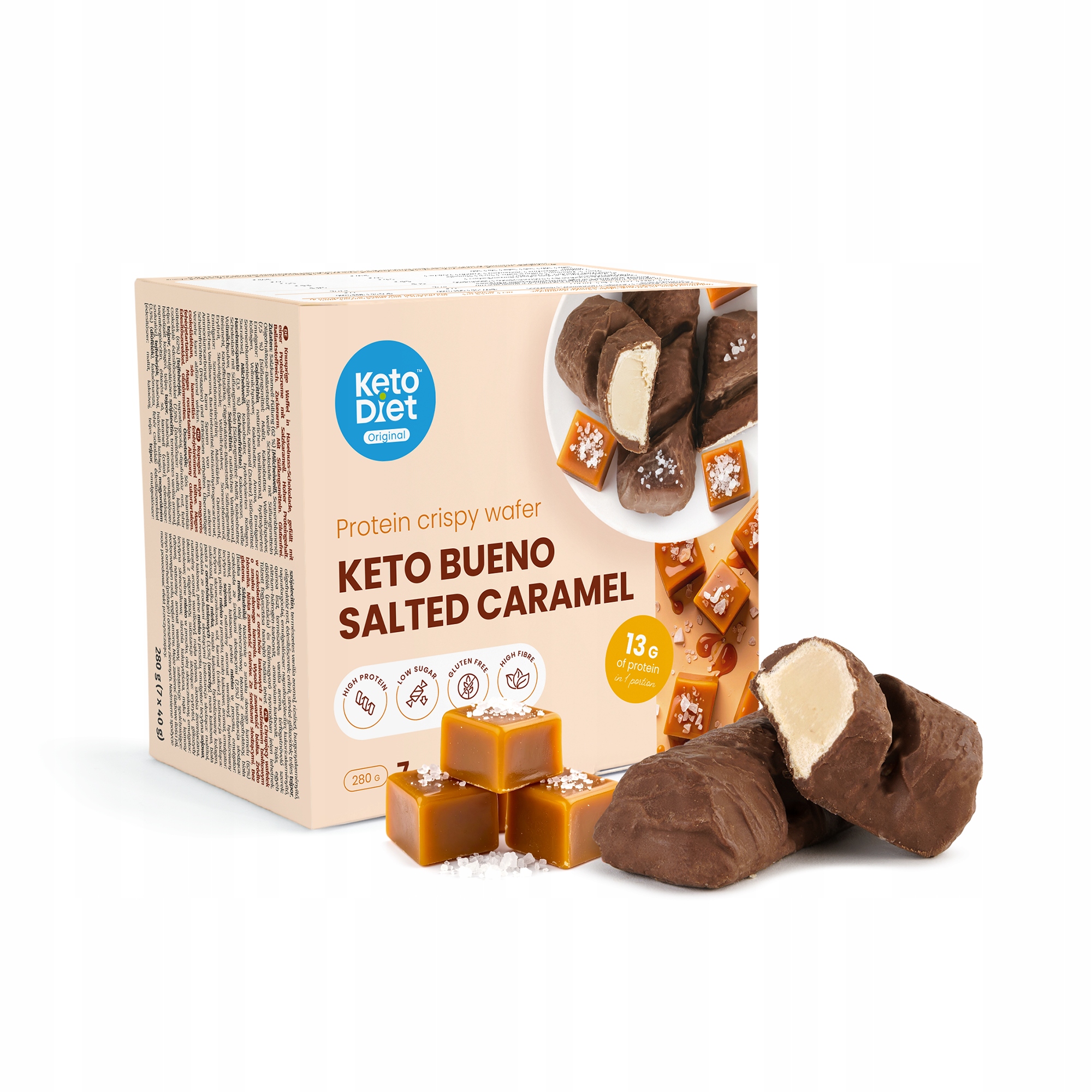 Proteinové křupavé oplatky Keto Bueno Salted Caramel (7 porcí)