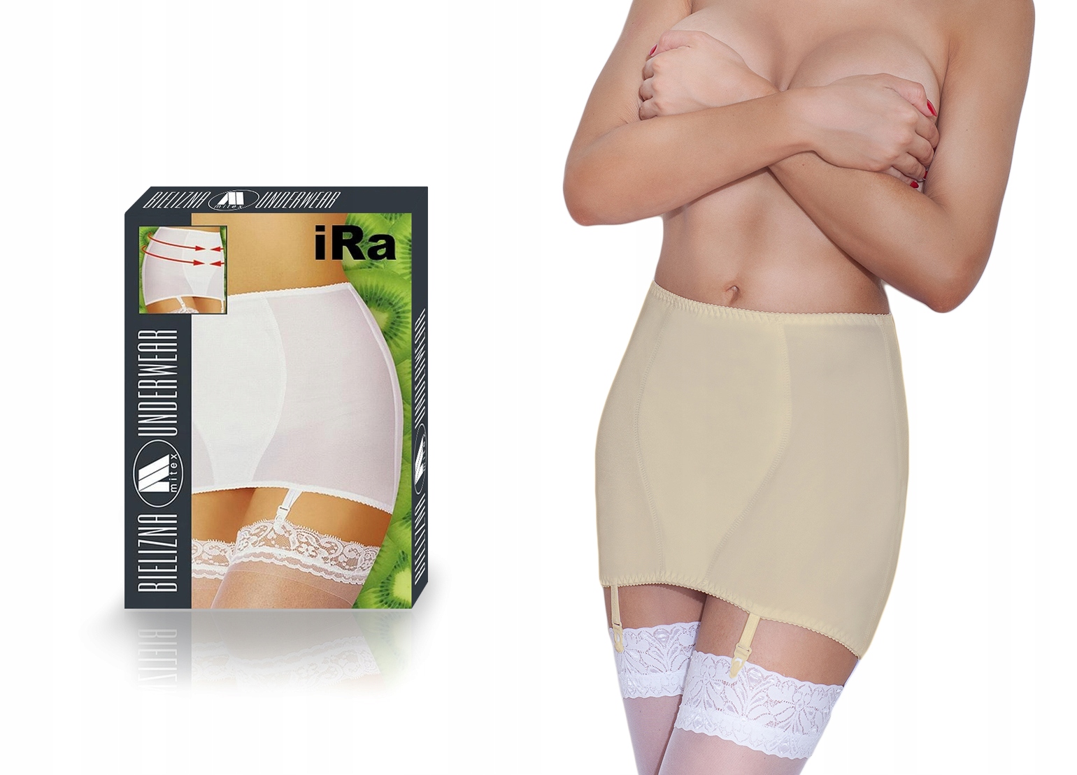 

pas do pończoch Beżowy Mitex Ira , 128